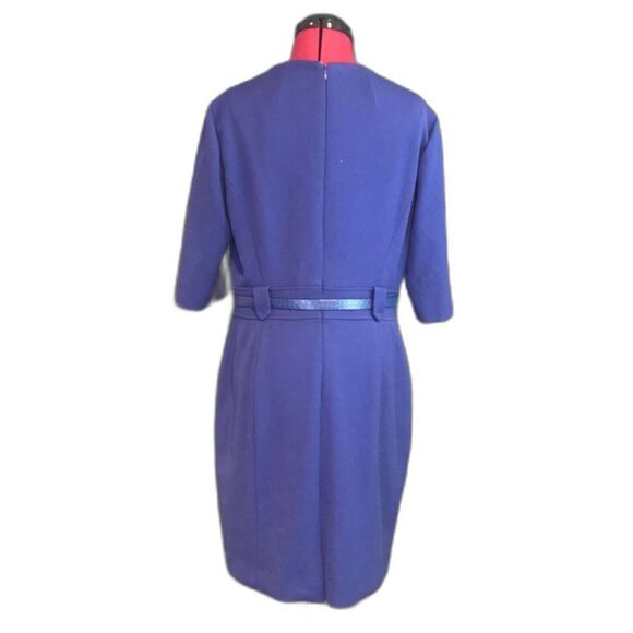 ANTONIO MELANI Twilight Blue Patricia Midi Knit Sheath Dress Women's Size 10 - Picture 4 of 8